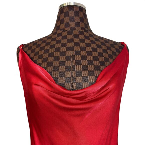 Meshki Jade Cowl Neck Backless Red Maxi Slip Dress Size XXL Goddess Glam Formal - Picture 6 of 15